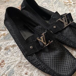 Louis Vuitton Textured Black Men's Slip-Ons size 44